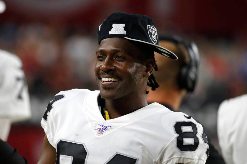 Oakland Raiders wide receiver Antonio Brown (84) during an an NFL preseason football game again ...