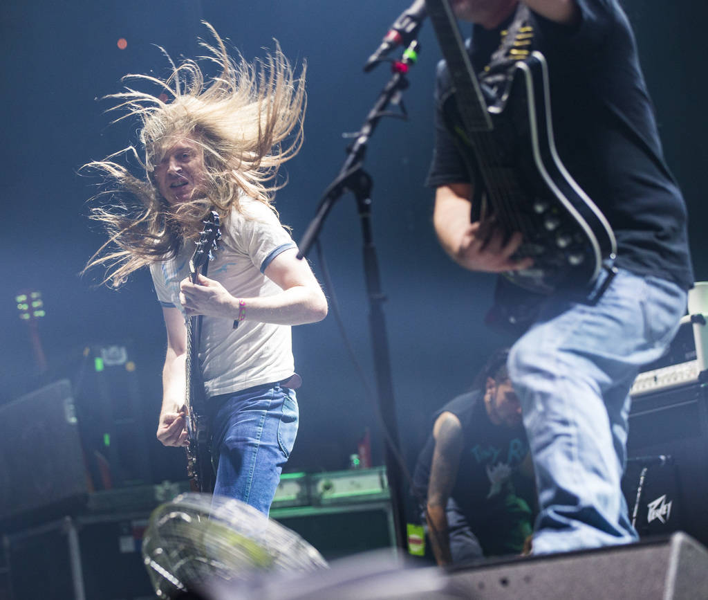 Bill Steer, of Carcass, performs at the Mandalay Bay Events Center during the Psycho Las Vegas ...