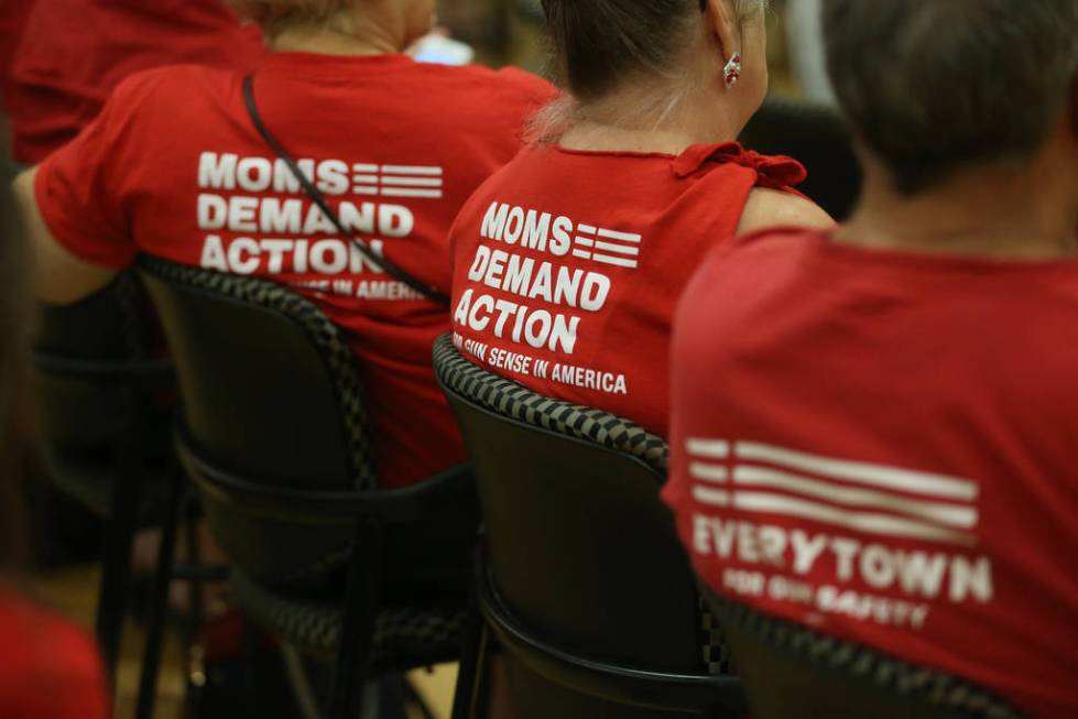 People attend an event by the Nevada chapter of Moms Demand Action for Gun Sense in America at ...