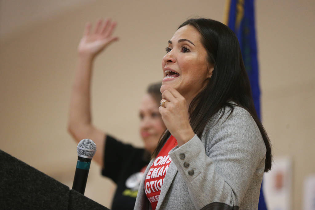 Assemblywoman Sandra Jauregui, right, with Clark County School District Trustee Linda Cavazos, ...