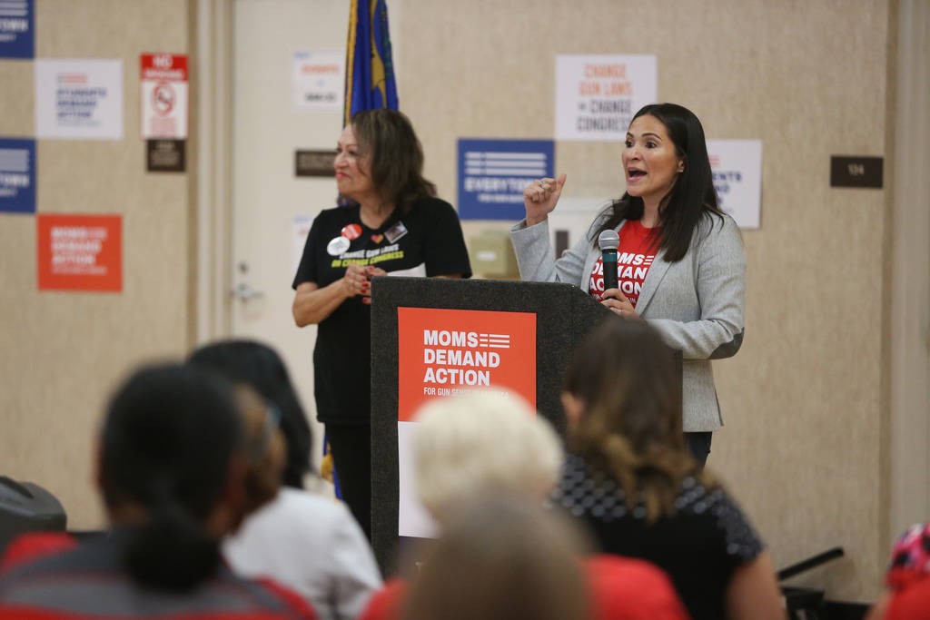 Assemblywoman Sandra Jauregui, right, with Clark County School District Trustee Linda Cavazos, ...