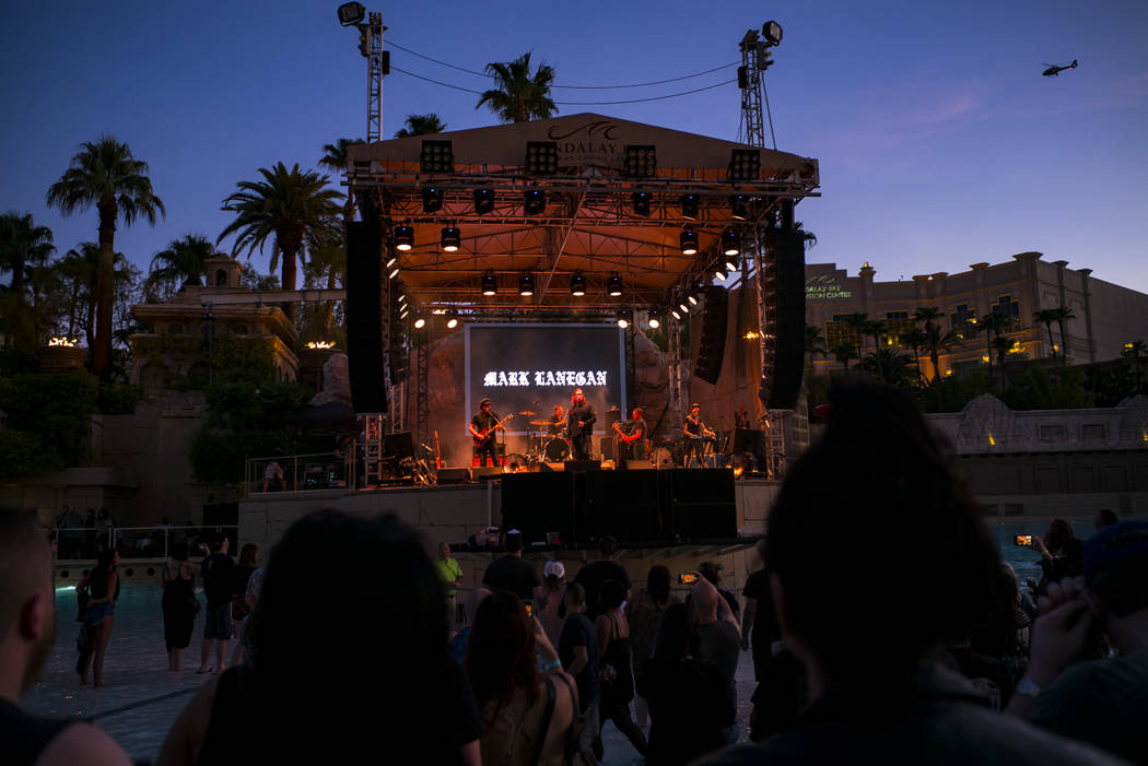 Mark Lanegan performs at the beach stage during the Psycho Las Vegas music festival at Mandalay ...