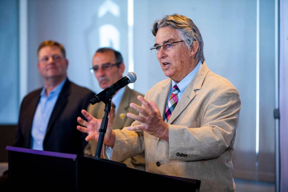 Pacific Coast League President Branch Rickey, right, speaks during a press conference announcin ...