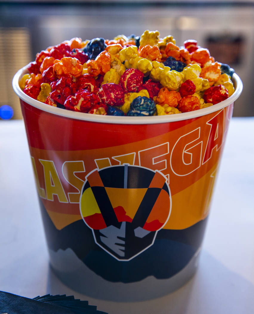Some colorful popcorn for the tasting during a press conference announcing the Las Vegas Aviato ...