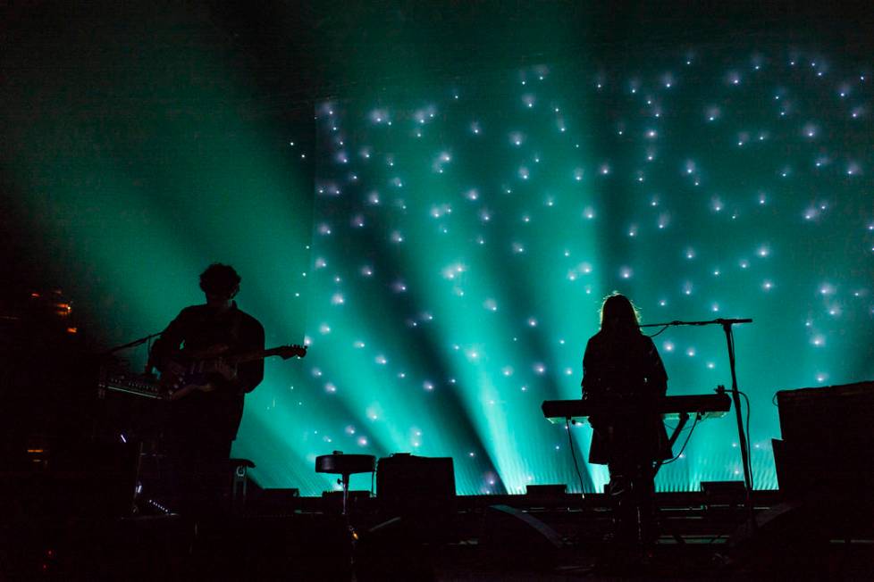 Alex Scally, left, and Victoria Legrand, of Beach House, perform at the Mandalay Bay Events Cen ...
