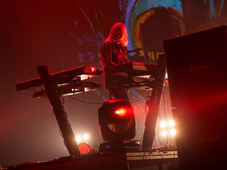 Joakim Svalberg, of Opeth, performs at the Mandalay Bay Events Center during the Psycho Las Veg ...