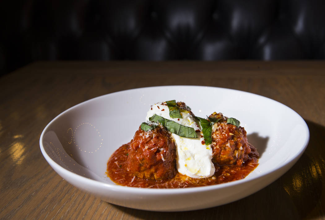 Meatballs with lemon whipped ricotta at Terra Rossa at Red Rock Resort in Las Vegas on Wednesda ...