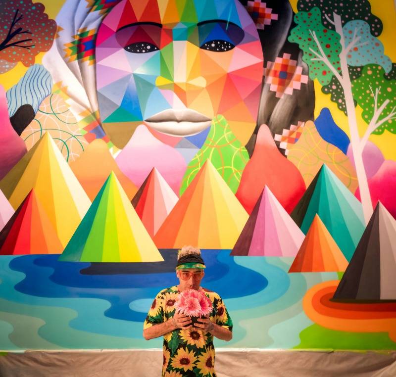 Artist Okuda San Miguel created "Mother Natura" at Mama Rabbit. (JustKids)