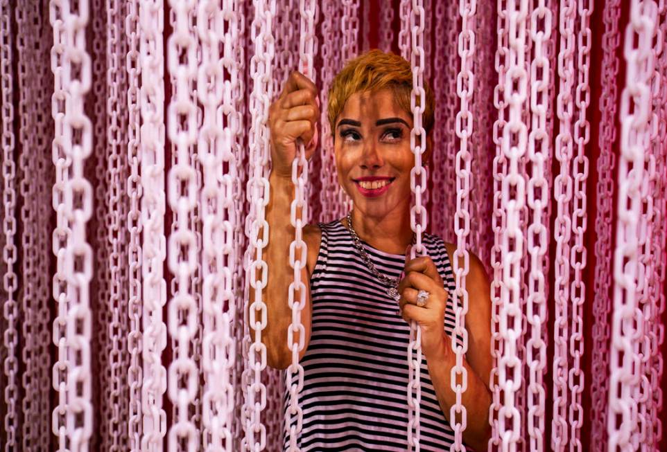 Ashley Burney is layered within the Chain Room at the new Happy Place popup at Mandalay Bay on ...