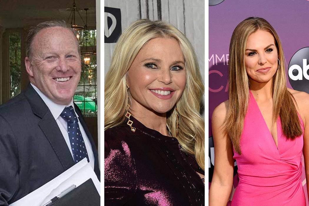 Former White House press secretary Sean Spicer, from left, model Christie Brinkley and Hannah B ...