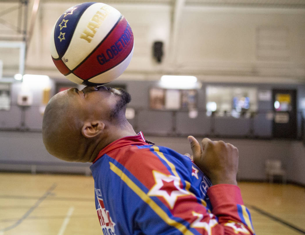 Las Vegas resident and Harlem Globetrotter Scooter Christensen at the Dula Gym in Las Vegas on ...