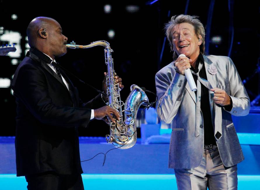 Rod Stewart performs in the Colosseum at Caesars Palace in Las Vegas on Nov. 6, 2013. (Jason Be ...