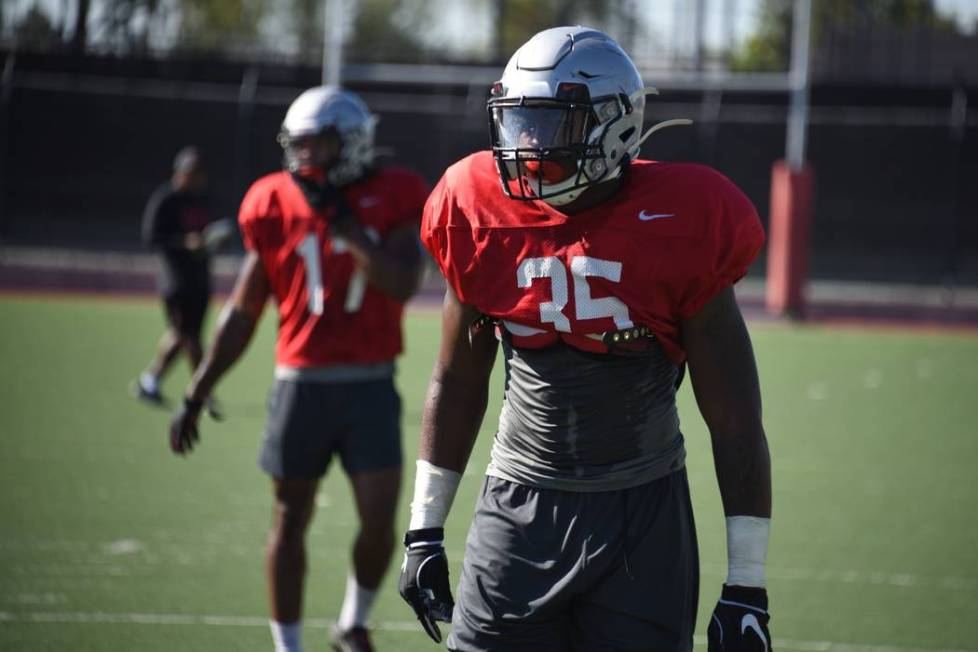 UNLV defensive end Jacoby Windmon takes part in practice at Rebel Park. Photo courtesy of UNLV ...