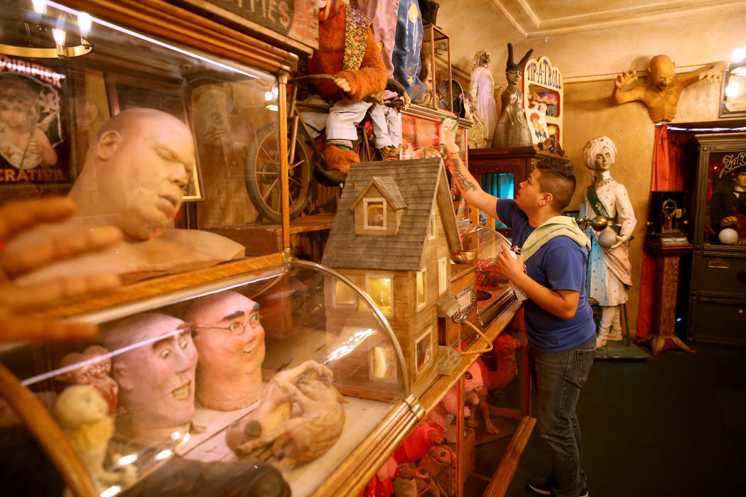 Clean Tastic co-owner Justin Duran does custodial work in the Oddities Room at Zak Bagans' Haun ...