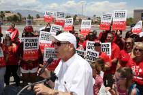 John Vellardita, the Clark County Education Association executive director, speaks as members a ...