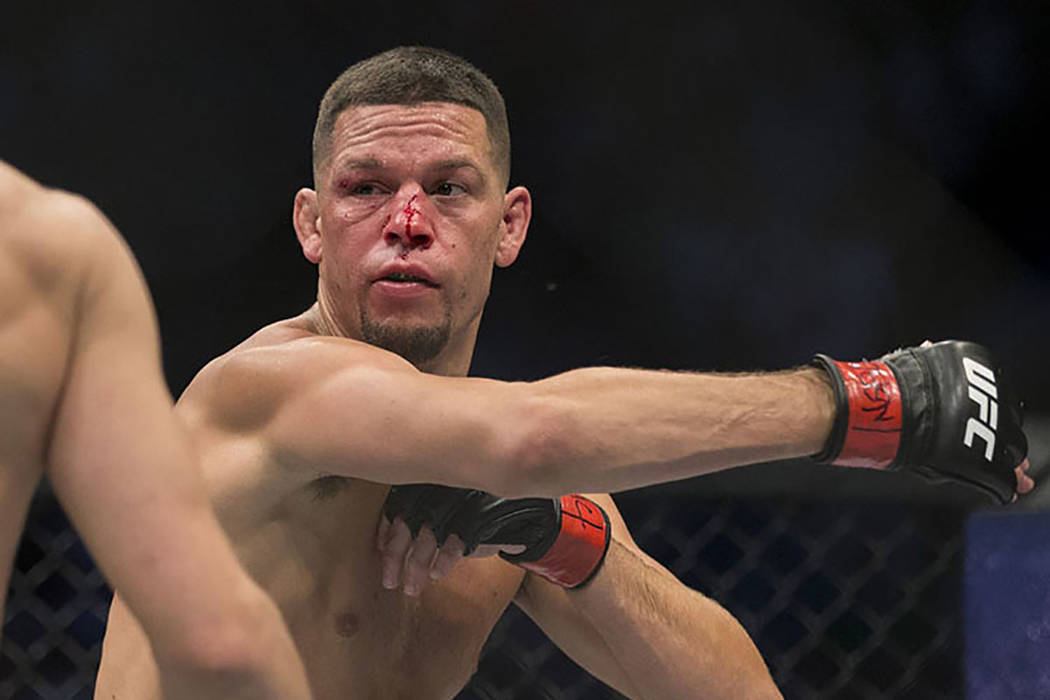 Nate Diaz is seen during UFC 202 in Las Vegas in 2016. (Erik Verduzco/Las Vegas Review-Journal)