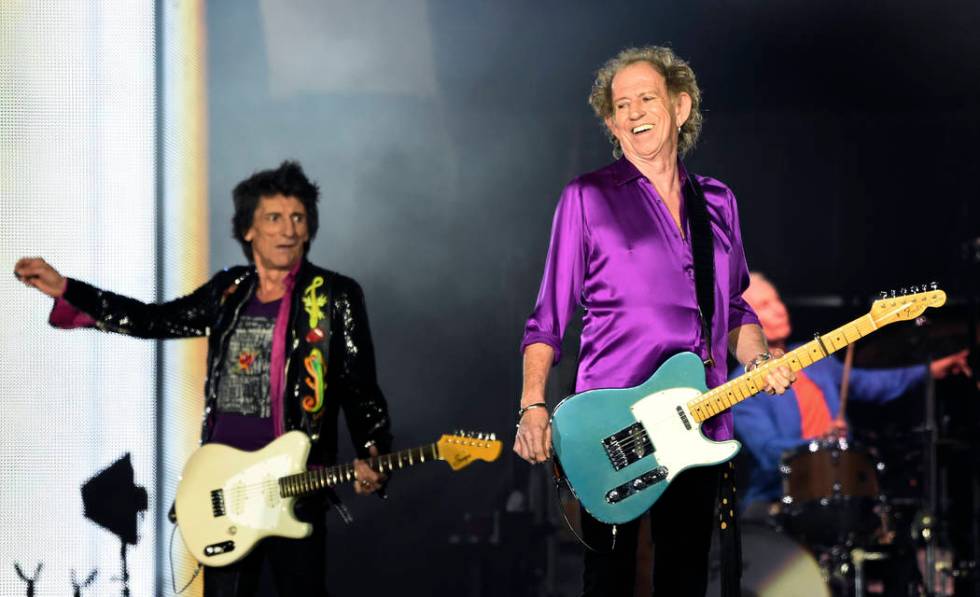 Ron Wood, left, and Keith Richards of the Rolling Stones perform during their concert at the Ro ...