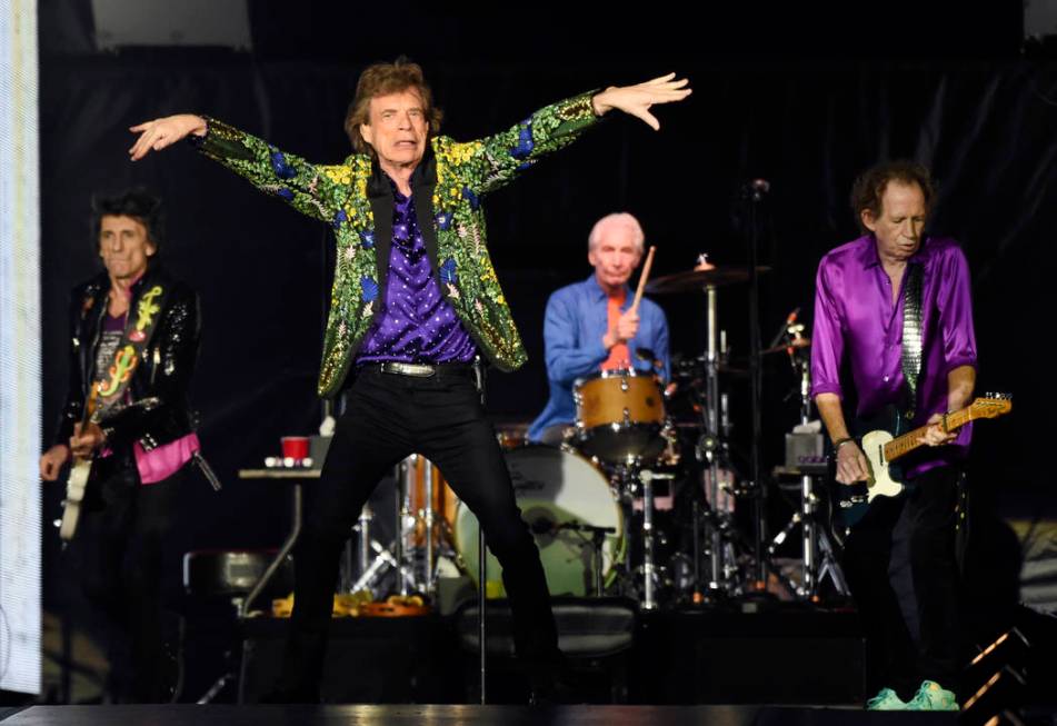 From left, Ron Wood, Mick Jagger, Charlie Watts and Keith Richards of the Rolling Stones perfor ...