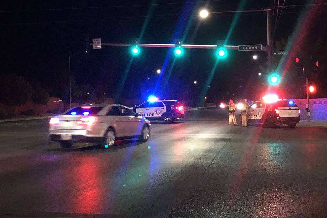 An off-duty Las Vegas police officer was shot in northwest Las Vegas on Wednesday night, Aug. 2 ...