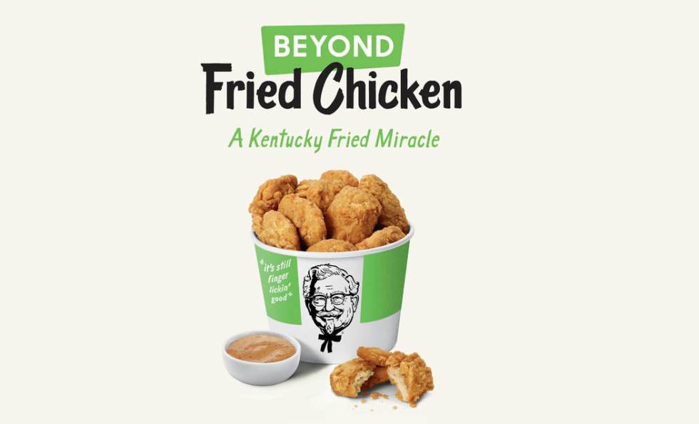 This undated product image provided by KFC shows plant-based chicken. Kentucky Fried Chicken pl ...