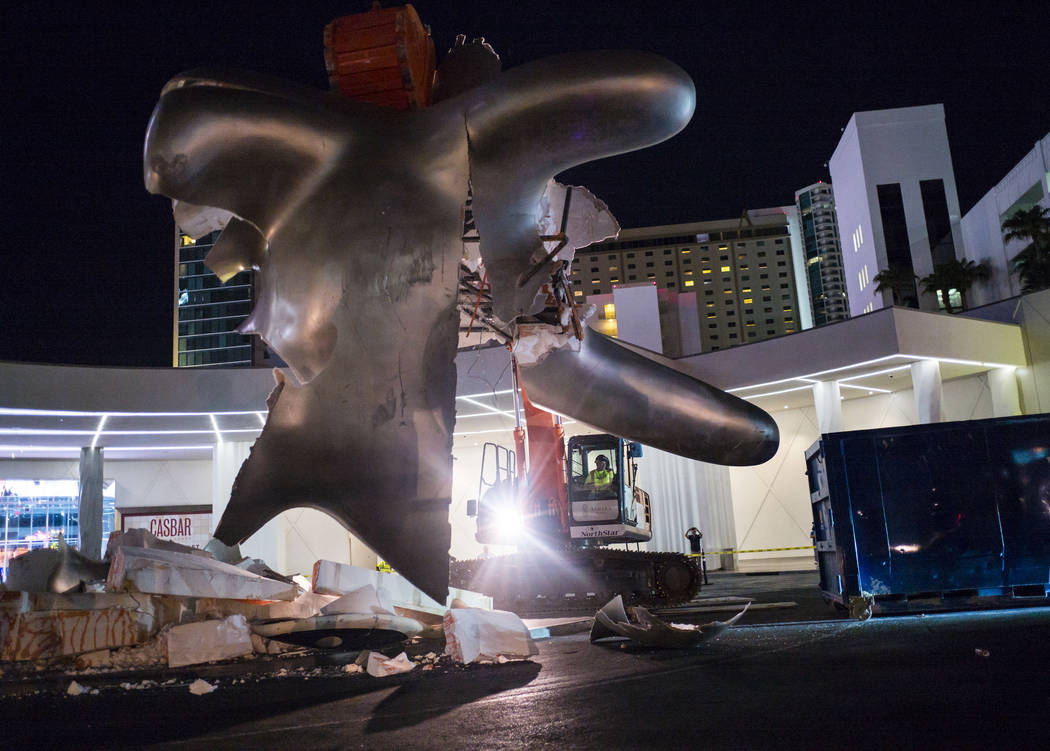 The "Sam by Starck" statue at the SLS Las Vegas is demolished ahead of the resort's t ...