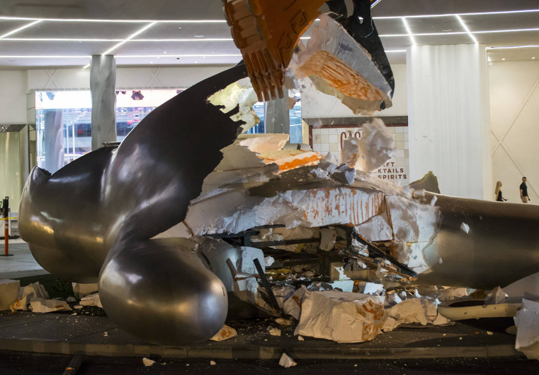 The "Sam by Starck" statue at the SLS Las Vegas is demolished ahead of the resort's t ...