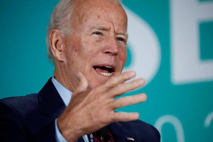 Former Vice President and Democratic presidential candidate Joe Biden speaks during a public em ...