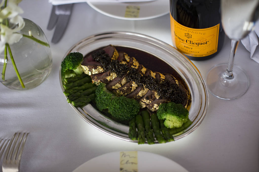 The Gold Encrusted Filet Mignon at Mr. Chow at Ceasars Palace hotel-casino in Las Vegas, Wednes ...