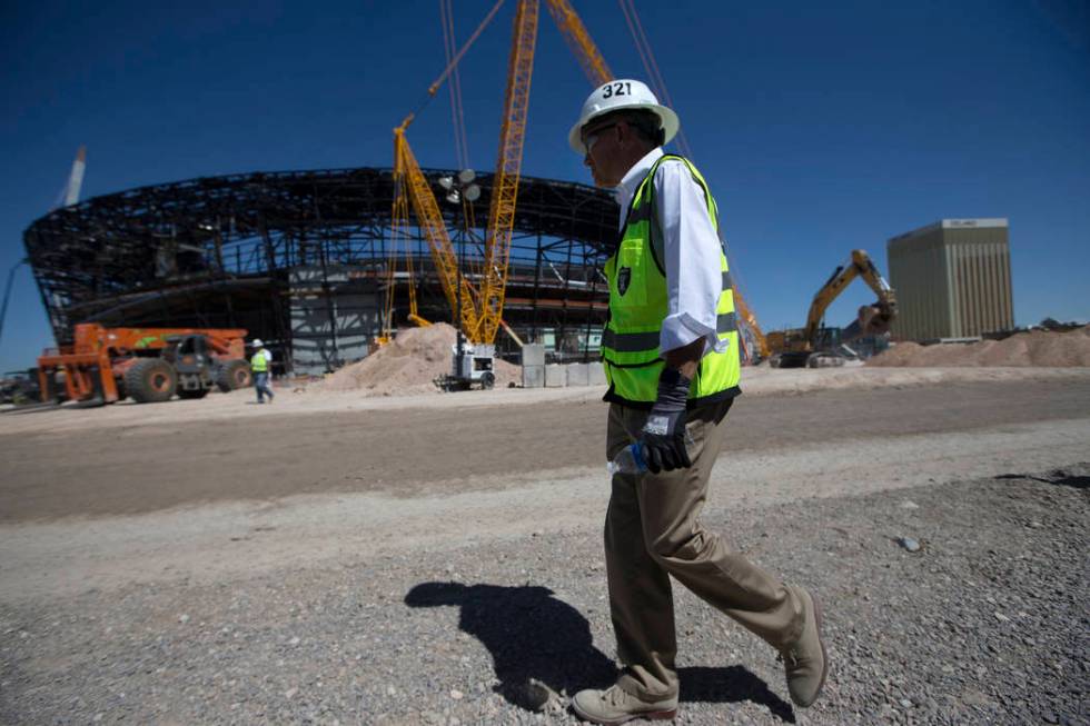 Don Webb, chief operating officer of the LV Stadium Co., gives a tour of the Raiders Allegiant ...