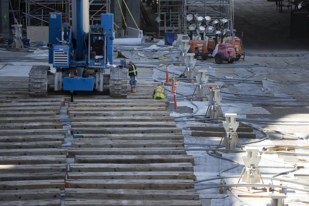 The Raiders Allegiant Stadium construction site in Las Vegas, Wednesday, Aug. 28, 2019. (Erik V ...