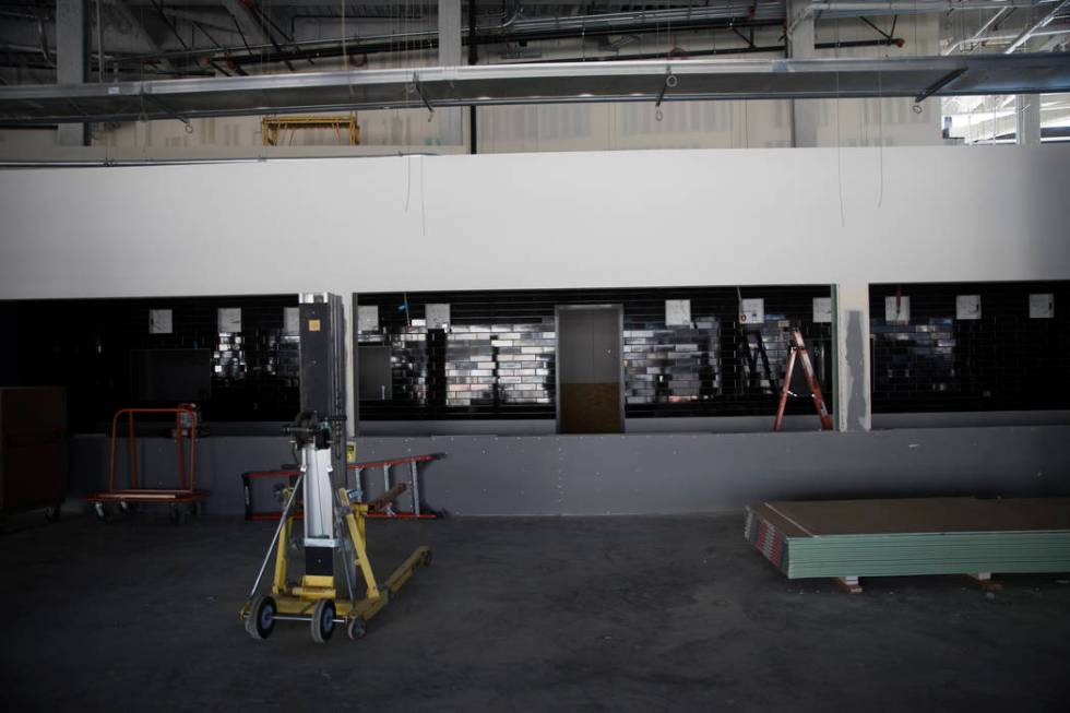 Concession stands under construction at the Raiders Allegiant Stadium construction site in Las ...