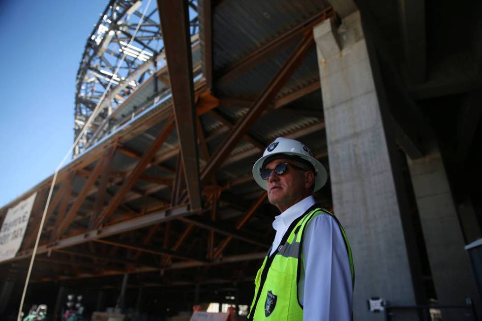 Don Webb, chief operating officer of the LV Stadium Co., gives a tour of the Raiders Allegiant ...