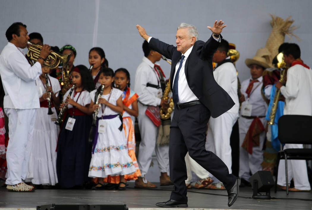 FILE - In this July 1, 2019 file photo, Mexico's President Andres Manuel Lopez Obrador greets s ...