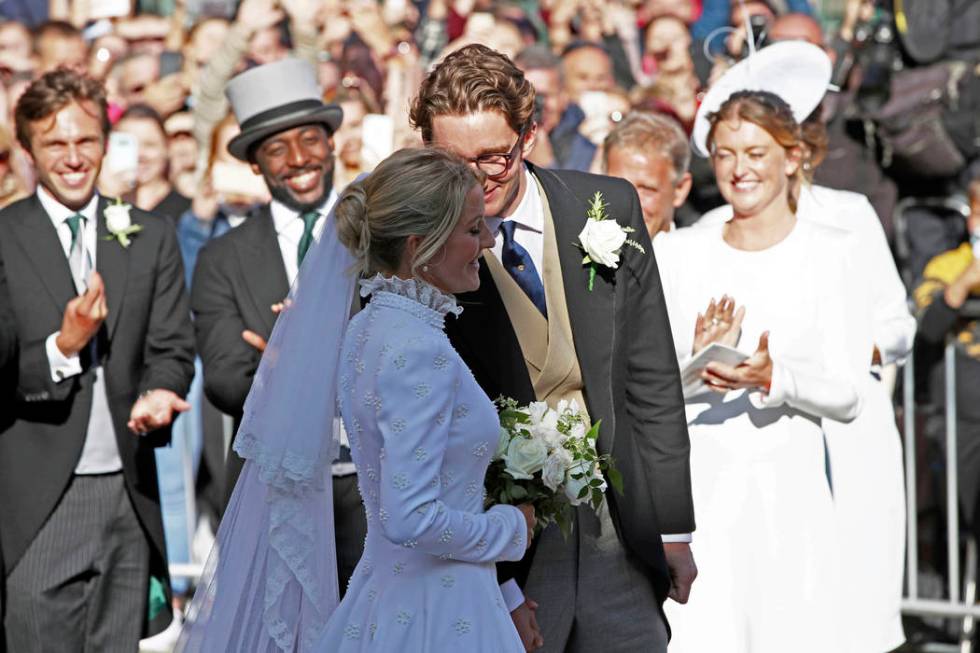 Newly married Ellie Goulding and Caspar Jopling leave York Minster after their wedding, in York ...