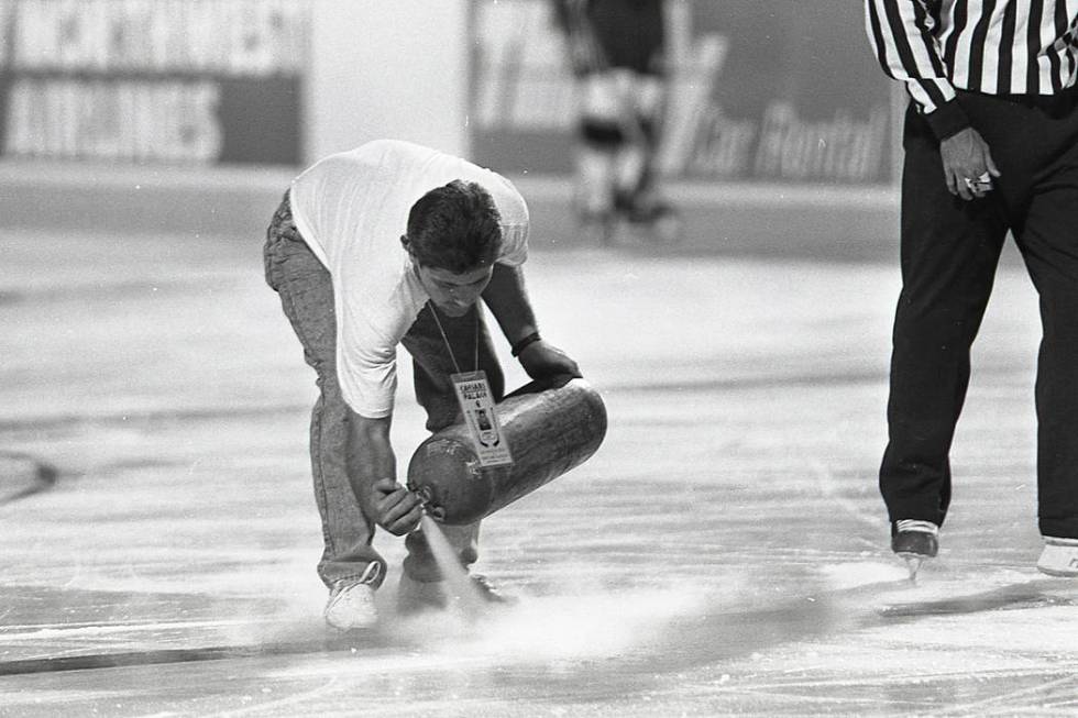 Scenes from an outdoor NHL exhibition game between the New York Rangers and the Los Angeles Kin ...