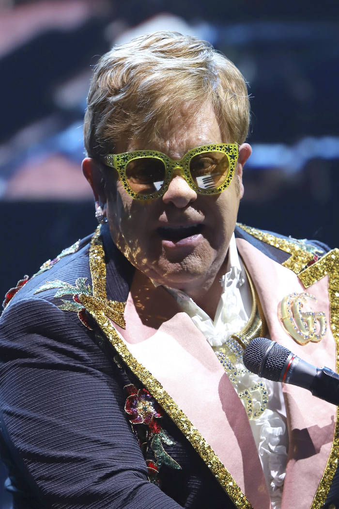 Elton John performs onstage during his "Farewell Yellow Brick Road" final tour at Mad ...