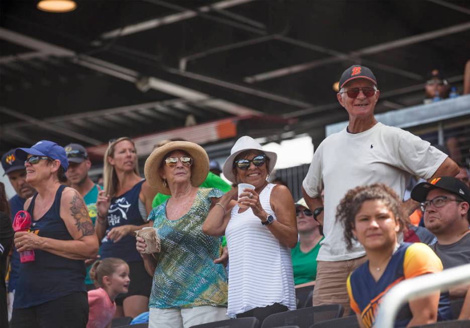 Fans watch the final home game of the season for the Las Vegas Aviators against the Tacoma Rain ...