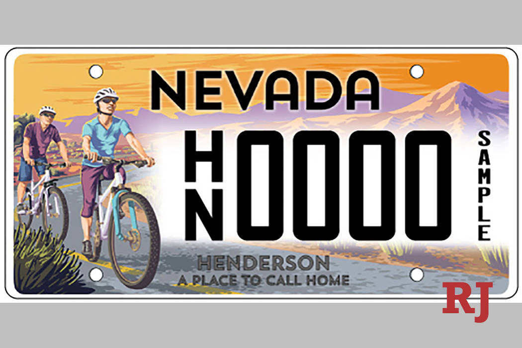 A sample Henderson specialty license plate is shown. (Nevada Department of Motor Vehicles)