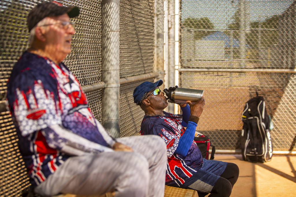 George LaComb, 73, and Edward Wade, 71, at Lorenzi Park on Tuesday, Sept. 3, 2019, in Las Vegas ...