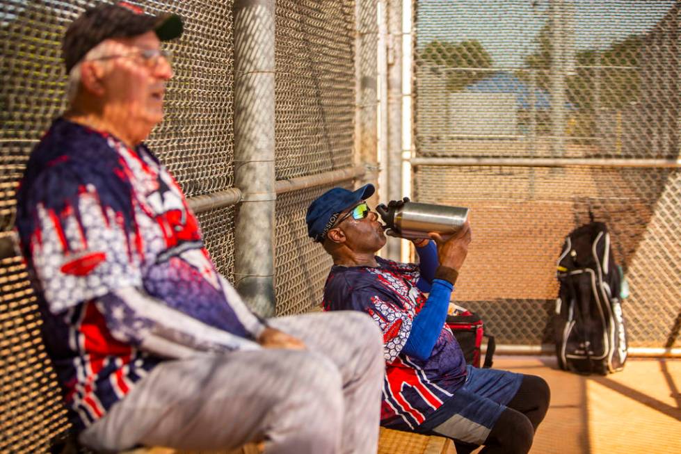 George LaComb, 73, and Edward Wade, 71, at Lorenzi Park on Tuesday, Sept. 3, 2019, in Las Vegas ...