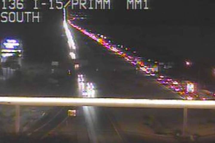 Southbound I-15 is bumper-to-bumper on Monday, Sept. 2, 2019. (RTC camera)