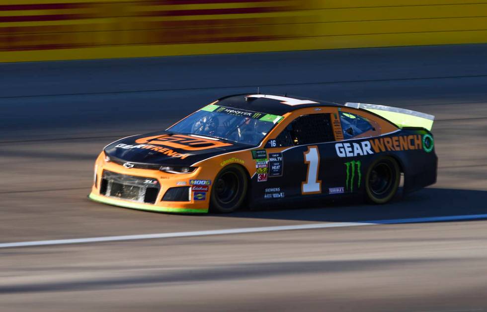 Kurt Busch (1) drives during practice for the Monster Energy NASCAR Cup Series South Point 400 ...