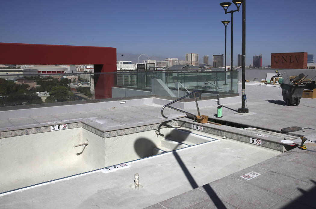 Rooftop swimming pool is seen at a new apartment complex called ''the yoU'' near UNLV on Thursd ...