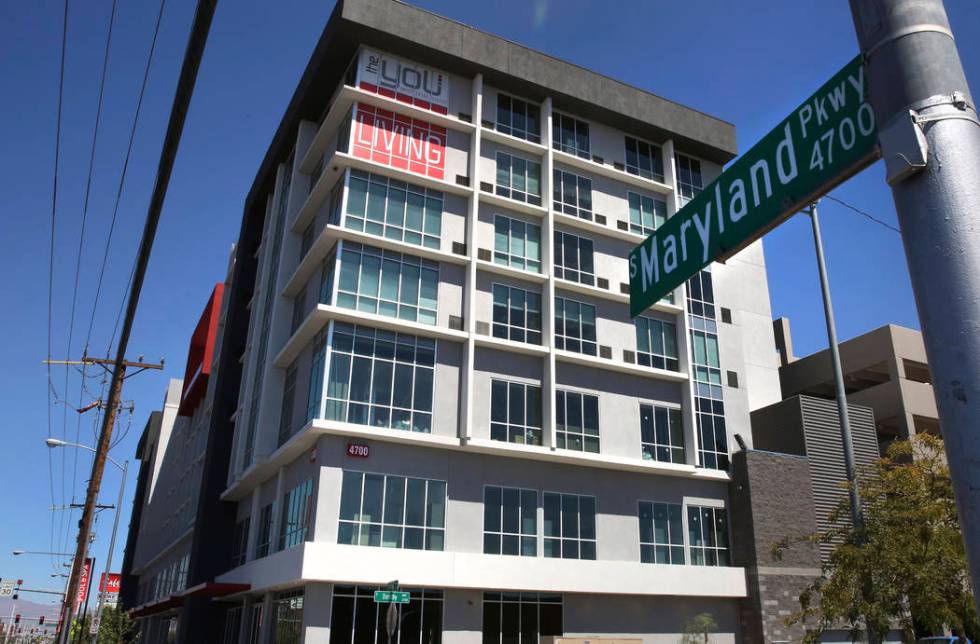 A new apartment complex near UNLV called ''the yoU'' photographed on Friday, Aug. 30, 2019, in ...