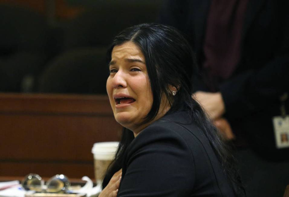 Anabel Sarabia, mother of shooting victim 11-year-old Angelina Erives, weeps as she delivers he ...