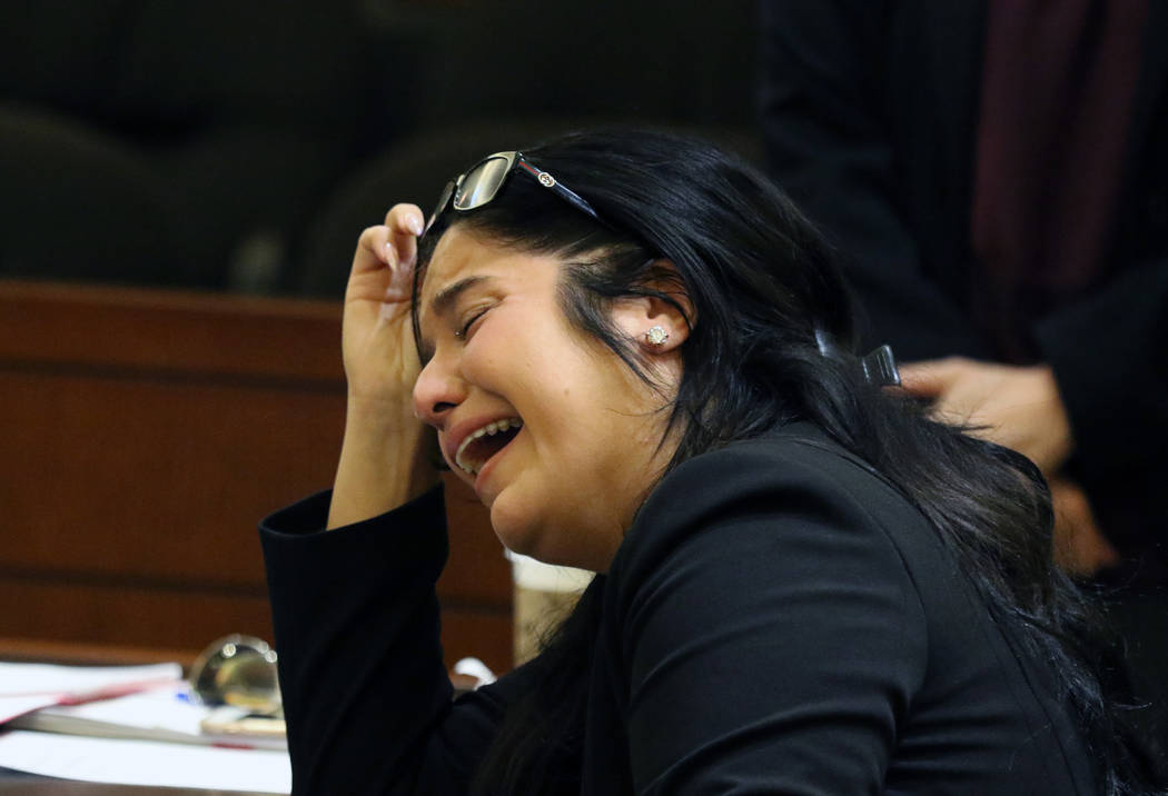 Anabel Sarabia, mother of shooting victim 11-year-old Angelina Erives, weeps as she delivers he ...