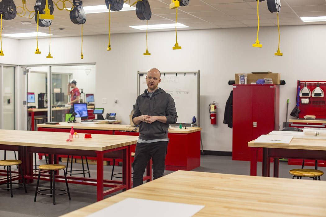 RC Wonderly, making and innovations specialist, speaks to the Review-Journal at the new Makersp ...