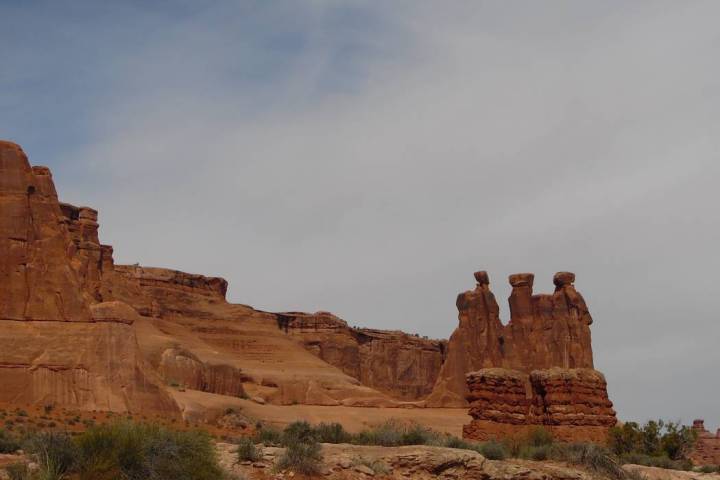 The "Three Gossips" sandstone formation is seen at Arches National Park. (Natalie Burt)