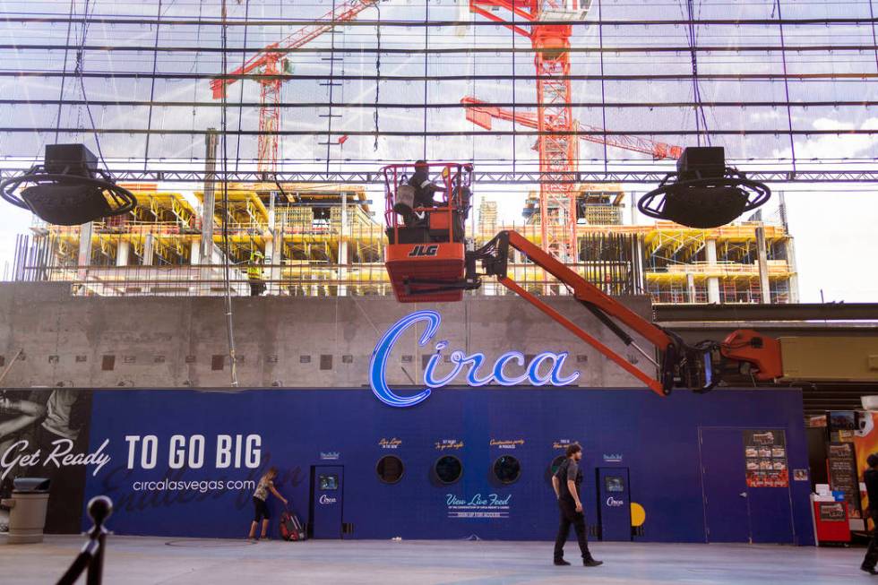 Circa hotel casino construction continues on the western edge of the Fremont Street Experience ...