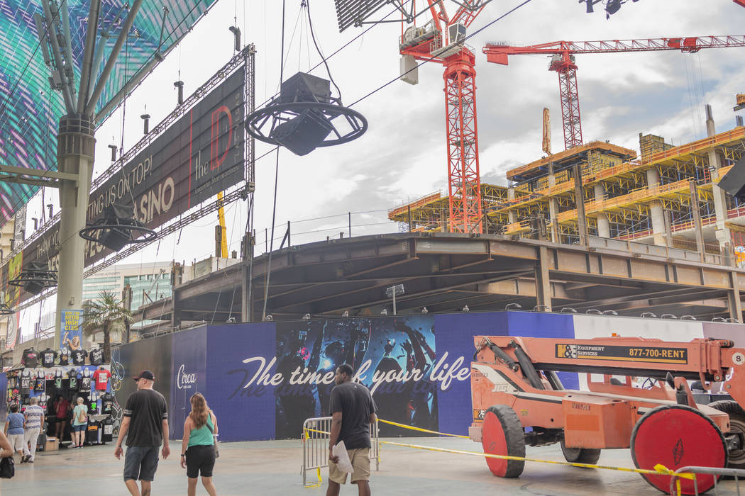 Circa hotel casino construction continues on the western edge of the Fremont Street Experience ...
